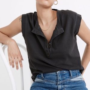 Madewell Garment-Dyed Henley Muscle Tee size L